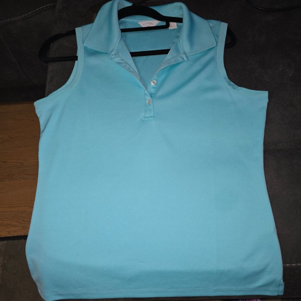 Ladies CALLAWAY AQUA GREEN Sleeveless Golf Shirt - sizes L